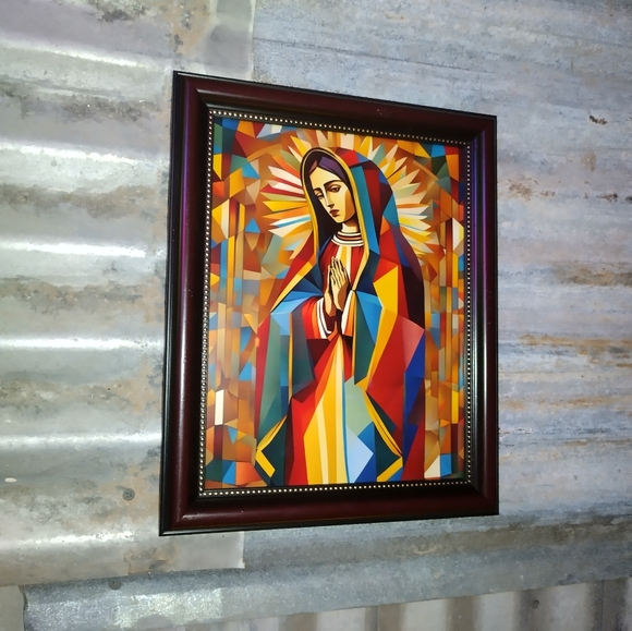 Other - Lady of Guadalupe Picasso Style Cubism Framed Art Print By Neon Nicho